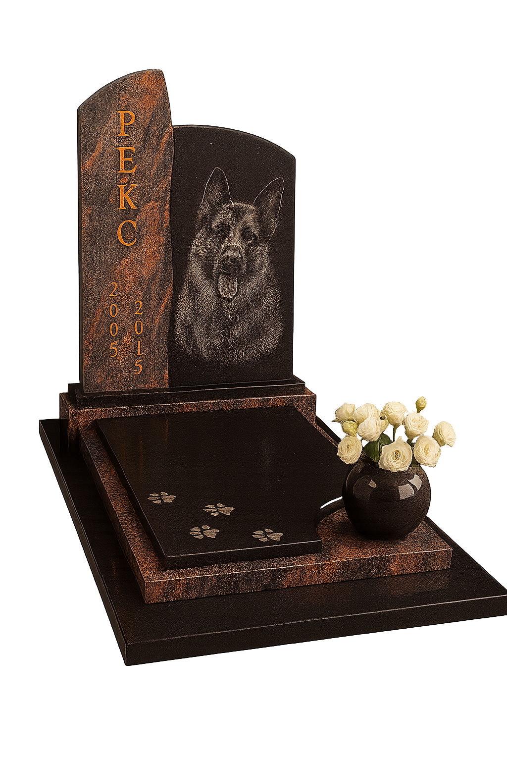 Памятник для животного — с портретом и лапками