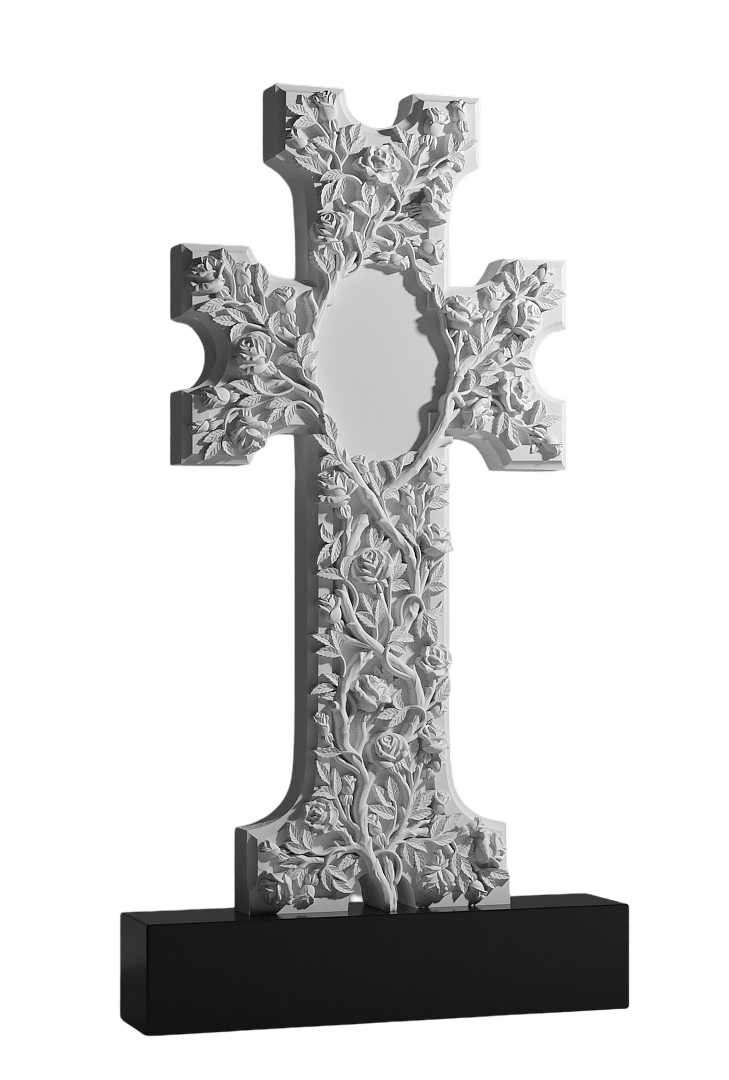 Резной памятник «Крест в цветах» 1403